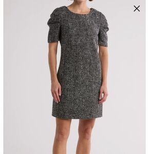 Area Stars Elegant Black And Gold Tweed Dress Size S NWT